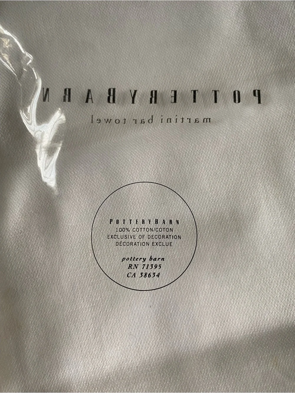 2 pottery barn White 'Cosmopolitan’ martini bar towels
